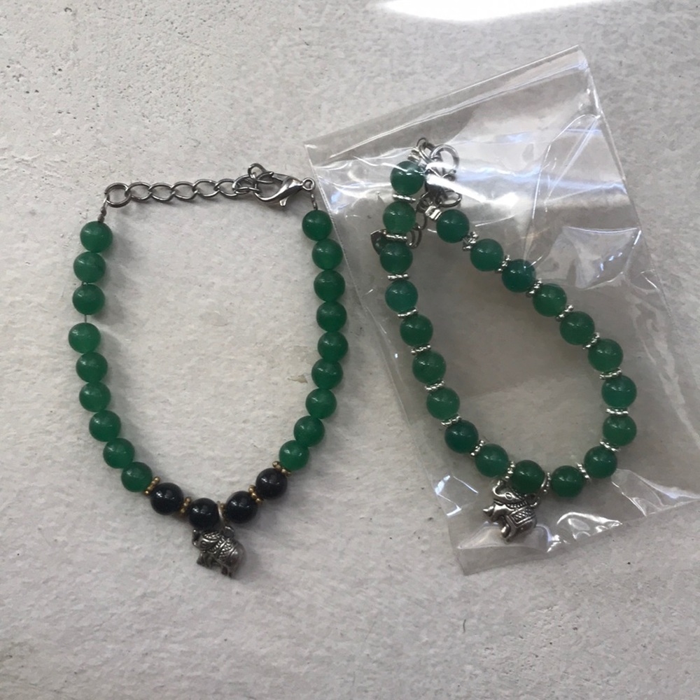 Set of two elephants/jade bracelets from Thailand